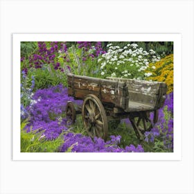 Old Wagon In The Garden Art Print