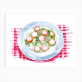 A Plate Of Radishes, Top View Food Illustration, Landscape 3 Art Print