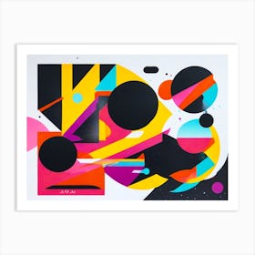 Illustration With Slick Shiny Abstract Shapes In Vivid Colors Art Print