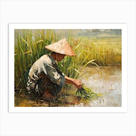 Chinese Peasant In Traditional Hat - expressionism Art Print