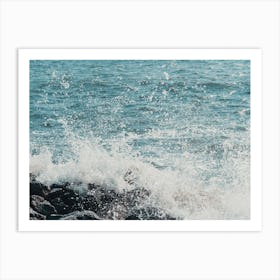 Water Splashing On Rocks Art Print