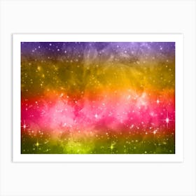 Red, Orange, Blue Galaxy Space Background Art Print