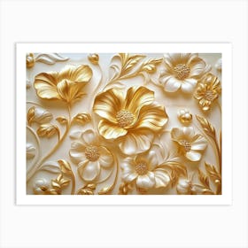 Gold Flowers 41 Art Print