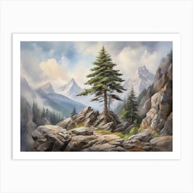 Pine Tree In The Mountains 1 Art Print