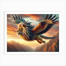 Flying Lion Bird Art Print