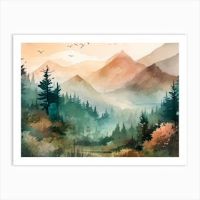 Watercolor Landscape Painting 1 Art Print