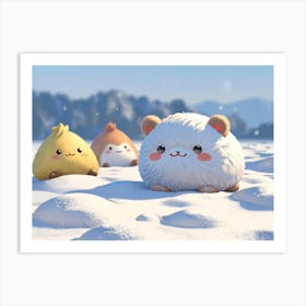 Snowy Hamsters Art Print