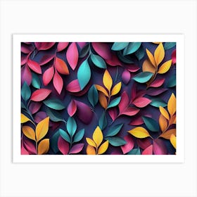 Colorful Leaves Pattern Art Print