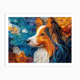 Shetland Sheepdog Paper Quilling Dog Portrait II Art Print