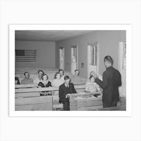 Mr Whinery, Homesteader And Licensed Preacher, Reading The Sunday School Lesson In The Farm Bureau Building Art Print