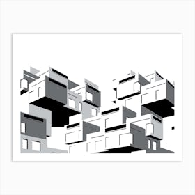 Habitat 67, Canada, Black and White Art Print