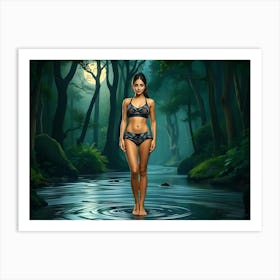 Woman In A Forest Art Print