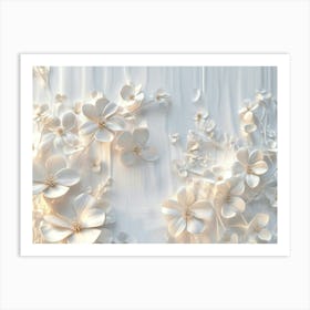 White Flowers On A Wall 1 Art Print