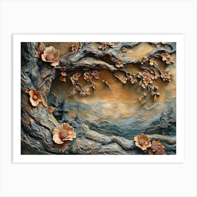 3D lifelike tree bark textures and woodland beauty of natural landscapes with a realistic textured Art Print