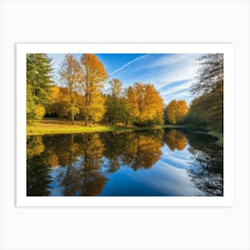 Serene Autumn Reflections 4 Art Print