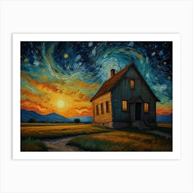 Starry Night House Art Print