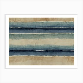 Blue And Beige Stripes Art Print