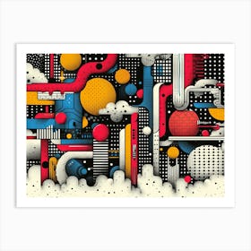 SynthGeo Shapes: A Cartoon Abstraction Abstract City Art Print