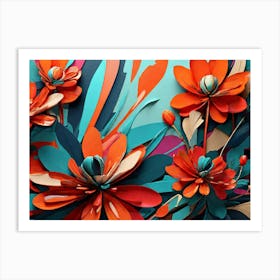 Abstract Flowers paintings art print Art Print