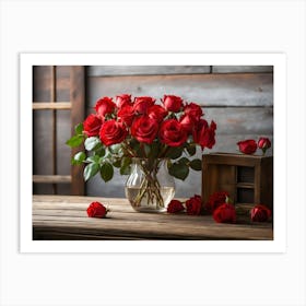 Red Roses In A Vase 2 Art Print