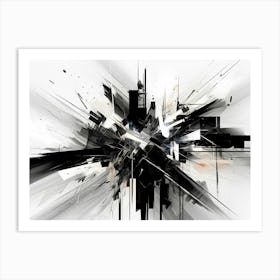 Technology Abstract Black And White 1 Art Print