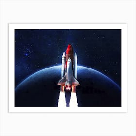 Space shuttle, Earth - liftoff — space poster, space art, photo poster, space collage Art Print