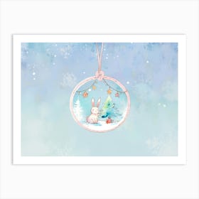 Christmas Bunny Ornament Art Print