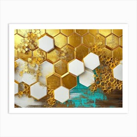 Gold Honeycombs 1 Art Print