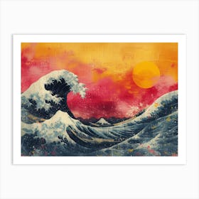 RetroRiso Revival: Embracing Analog Charm in Modern Design:Great Wave Off Kanagawa Art Print