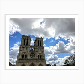 Old Notre Dame Cathedral and Clouds (Paris Series) Art Print