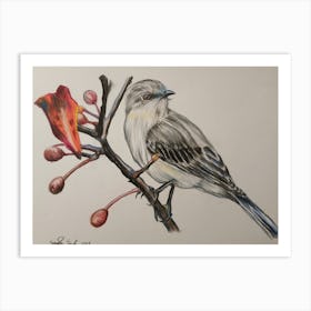 Bird Perched On A Branch Art Print