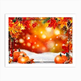 Autumn Leaves Radiate Vibrant Red Orange And Yellow Hues Clustered Together Embraced By A Decora (7) Art Print