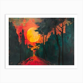 Sunset In Paris Art Print