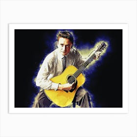 Spirit Of Johnny Cash And The Guitar Art Print