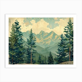 Retro Landscape Illustration 7 Art Print