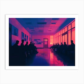 Silhouettes Of People In A Hospital Waiting Room Art Print