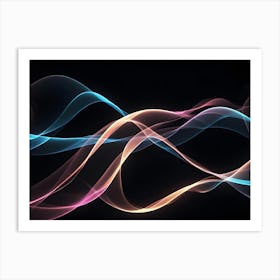 Abstract Image Of Colorful, Glowing Waves On A Black Background, Creating A Dynamic And Energetic Effect 2 Art Print