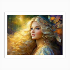 Beautiful Girl In The Forest Art Print