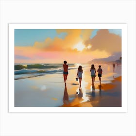 Family On The Beach 1 Art Print