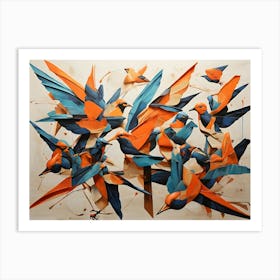 Origami Birds Paintings Art Print Art Print