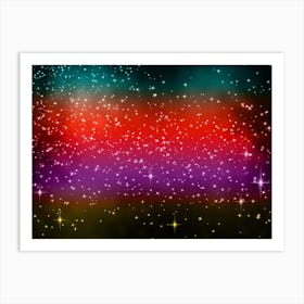 Yellow, Violet, Red, Teal Shining Star Background Art Print