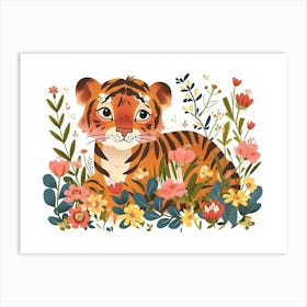 Little Floral Bengal Tiger 2 Art Print