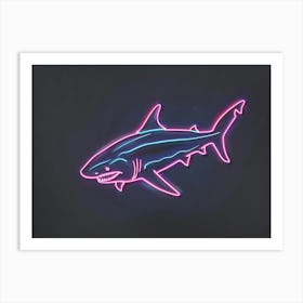 Pink Tiger Neon Shark 2 Art Print