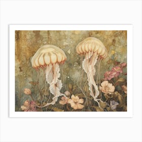 Floral Animal Illustration Jellyfish 4 Art Print