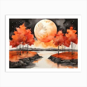 Moonlight Over The River 4 Art Print