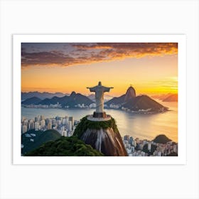 Cristo Redentor Statue Towering Over Rio De Janeiro Located On Corcovado Mountain Overlooking A Sc (6) Art Print