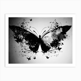 Butterfly In Black And White Art Print