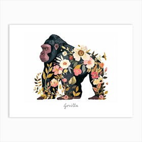 Little Floral Gorilla 1 Poster Art Print