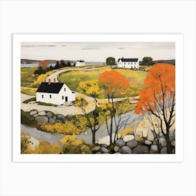 Landscape With The White Farmers House - expressionism Art Print