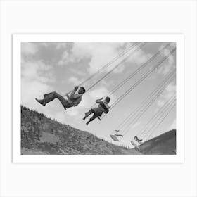 People On One Of The Rides On Amusement Row At The Labor Day Celebration, Silverton, Colorado By Art Print